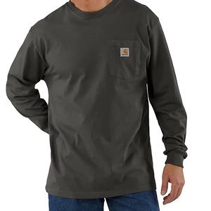 Carhartt Men's Large Tall Port Cotton Workwear Pocket Long Sleeve T-Shirt Gray